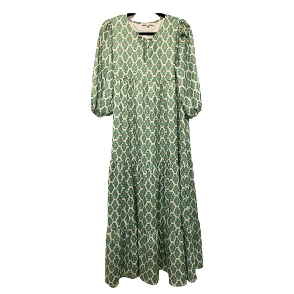 Adorable Green Geometric Maxi Dress - Picture 4 of 5